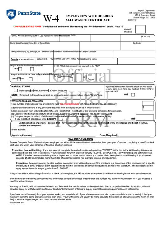 Employee S Withholding Allowance Certificate Form Employeeform Net