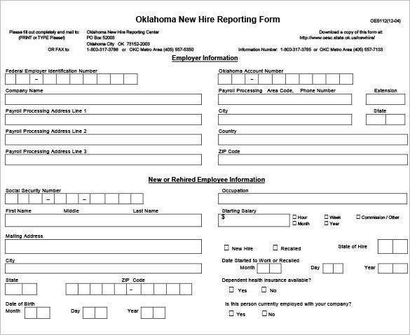 12 New Hire Processing Forms HR Templates Free Premium Templates 