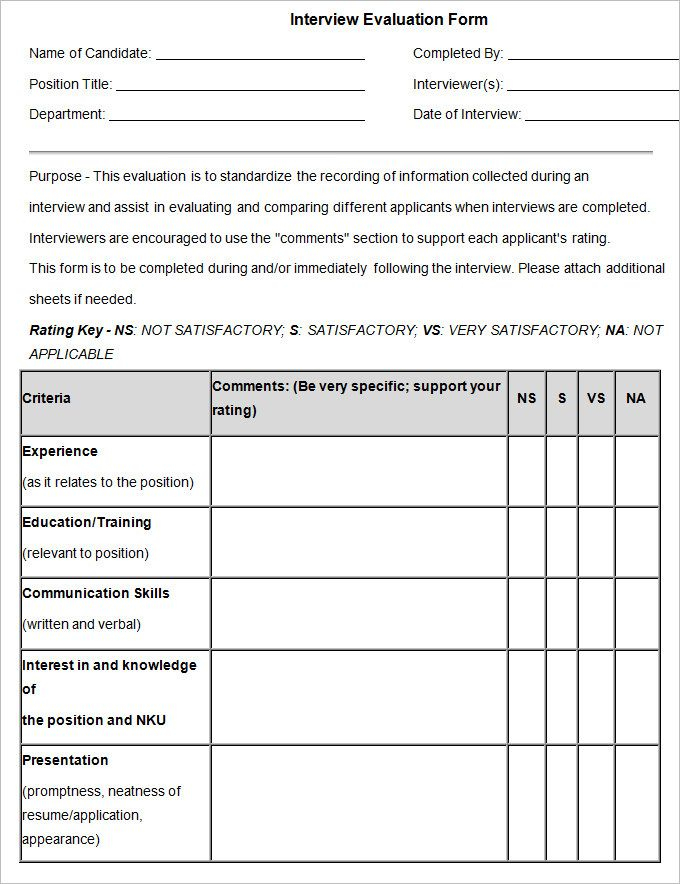 17 FREE Sample HR Evaluation Forms Examples Word PDF PSD