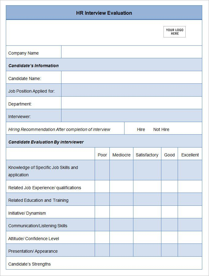 17 HR Evaluation Forms HR Templates Free Premium Templates