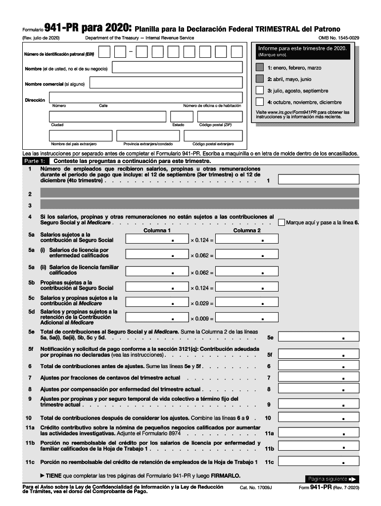 2020 Form IRS 941 PR Fill Online Printable Fillable Blank PdfFiller