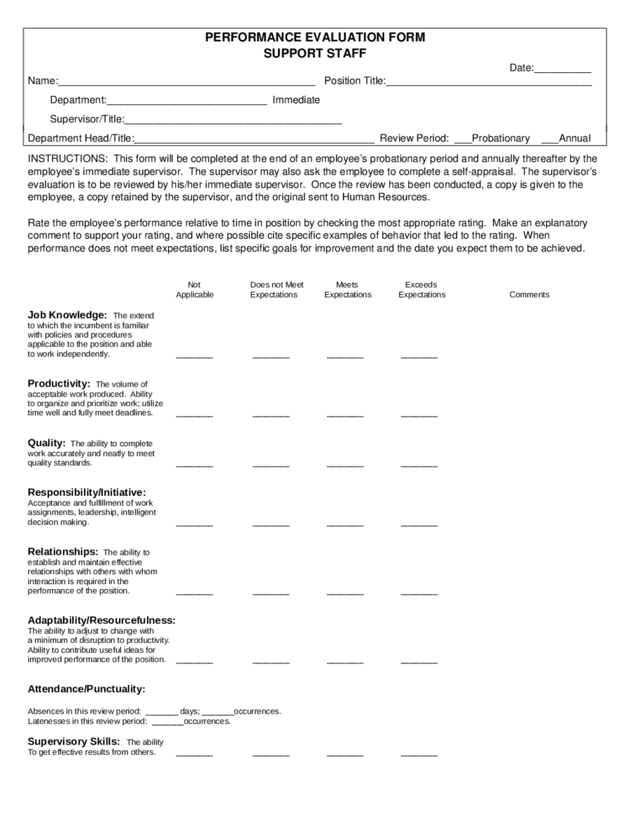 2021 Employee Evaluation Form Fillable Printable PDF Forms Handypdf