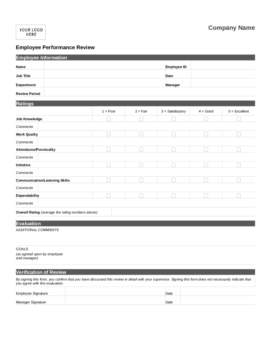 2021 Employee Evaluation Form Fillable Printable PDF Forms Handypdf