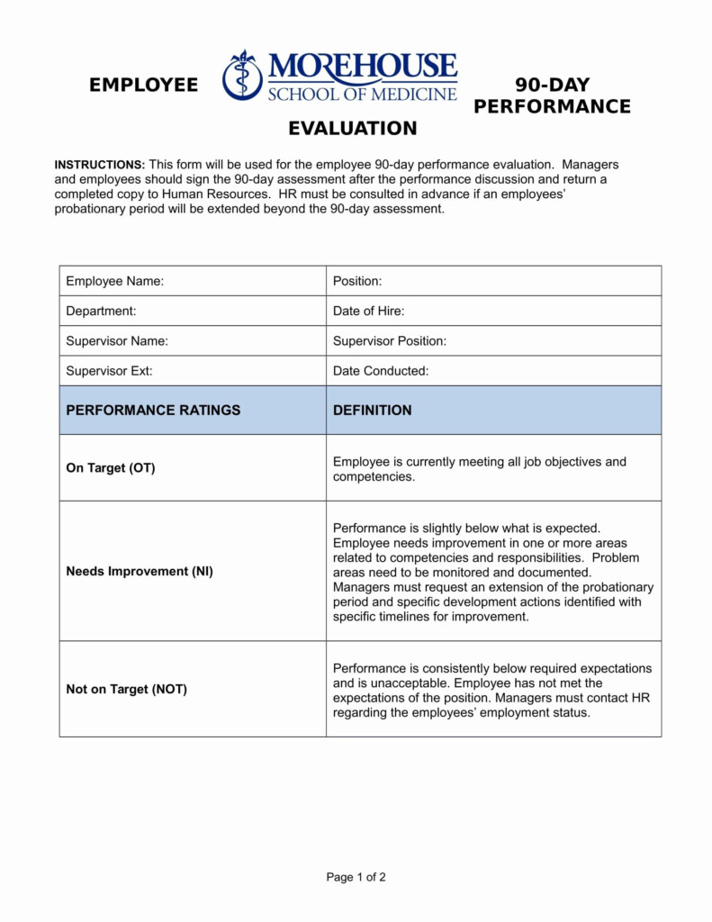 90 Day Employee Evaluation Form Beautiful 14 90 Day Review Forms Free 