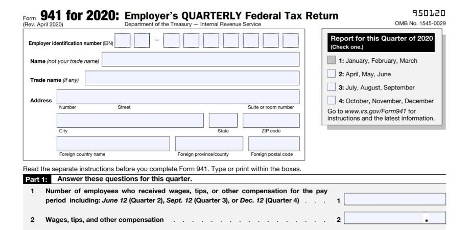 941 Form 2020 Download Printable IRS Form 941 Blank In PDF Fill 