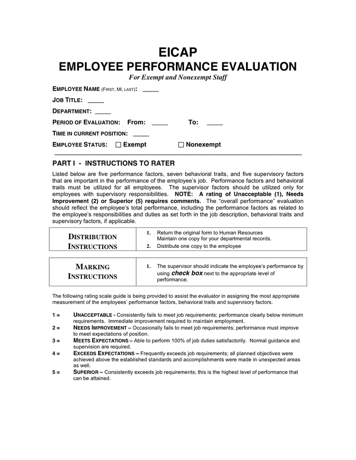 Annual Employee Evaluation Form In Word And Pdf Formats