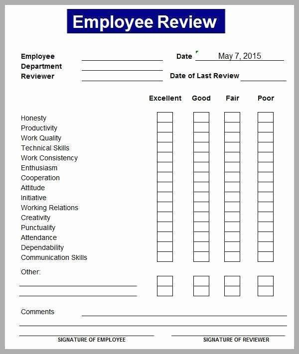 Best Of Employee Evaluation Form Template Word In 2020 Employee 