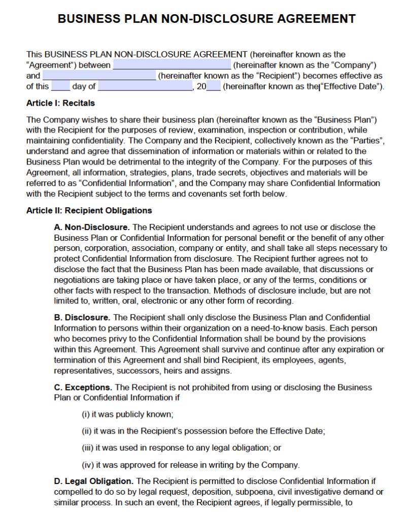 Confidentiality Agreement Sample Pdf