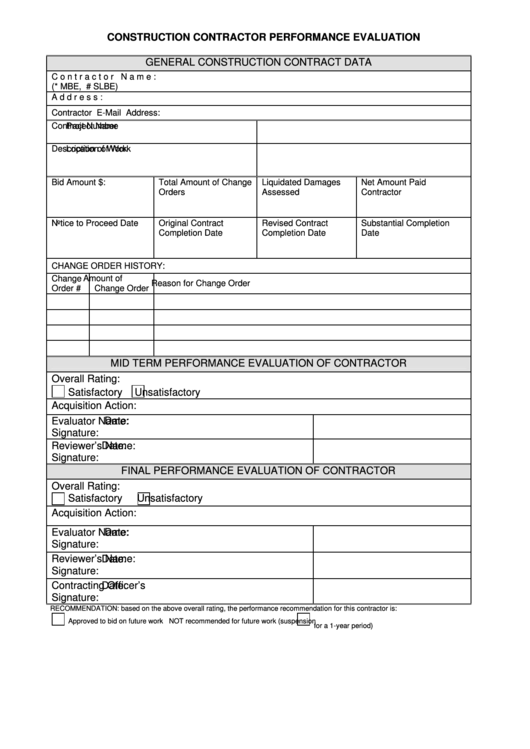 Printable Construction Employee Evaluation Form 2023 - Employeeform.net