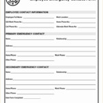 Emergency Contact Form For Employers New Employee Emergency Contact