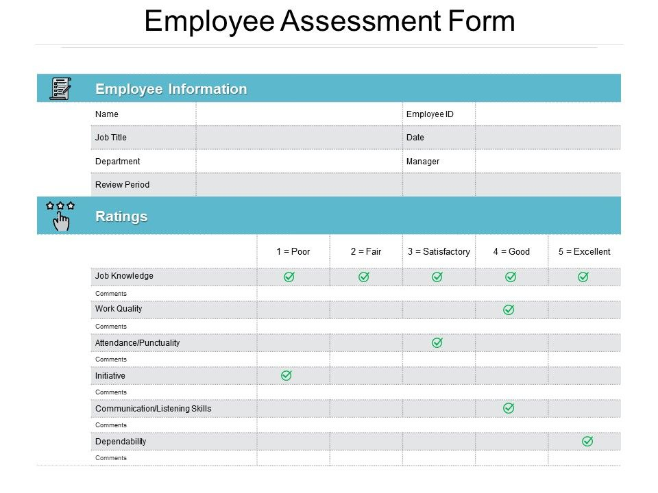 Employee Assessment Form Ppt Powerpoint Presentation File Layouts 