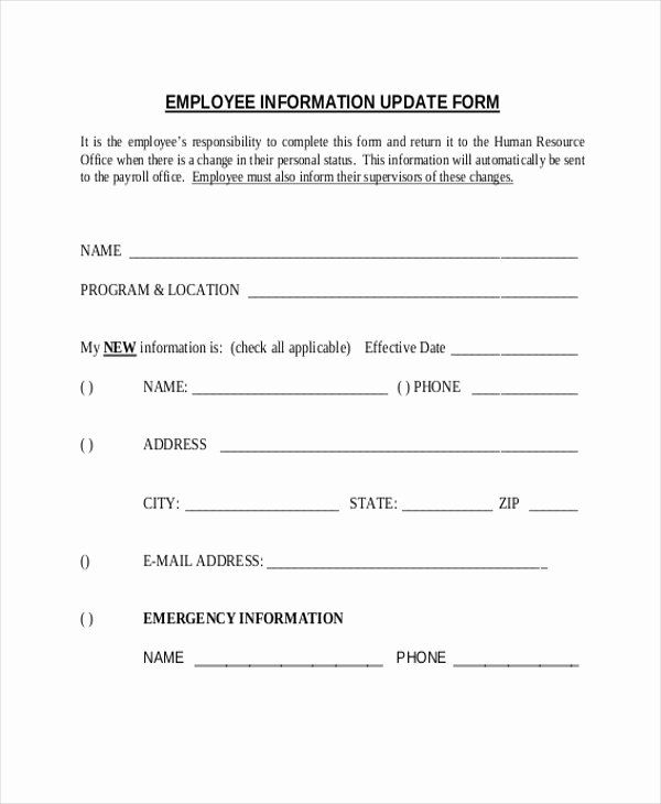 Employee Change Form Template Beautiful Employee Address Change Form 