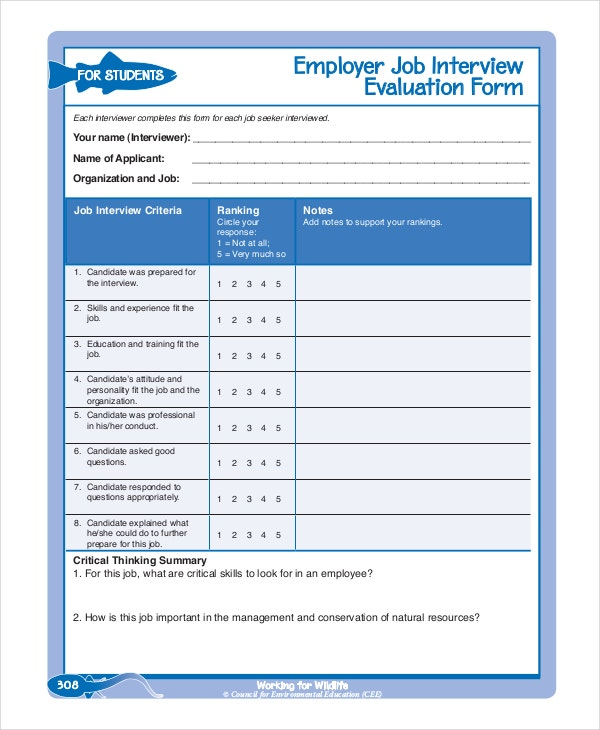 Employee Evaluation Form Example 13 Free Word PDF Documents 