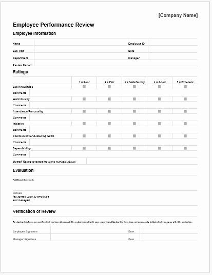 Employee Evaluation Form Template Word Beautiful Performance Appraisal 