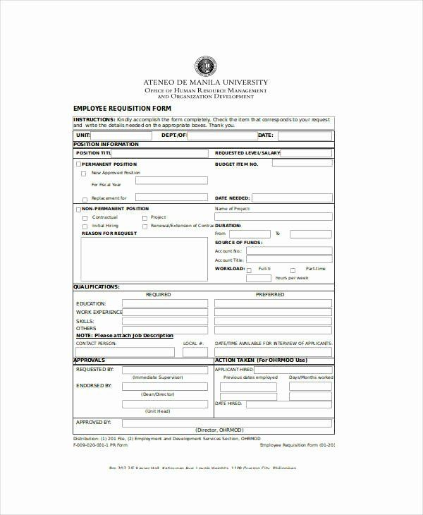 Employee Requisition Form Template Unique 22 Requisition Forms In Excel