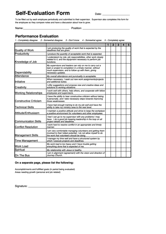 Employee Self Evaluation Form Printable Pdf Download