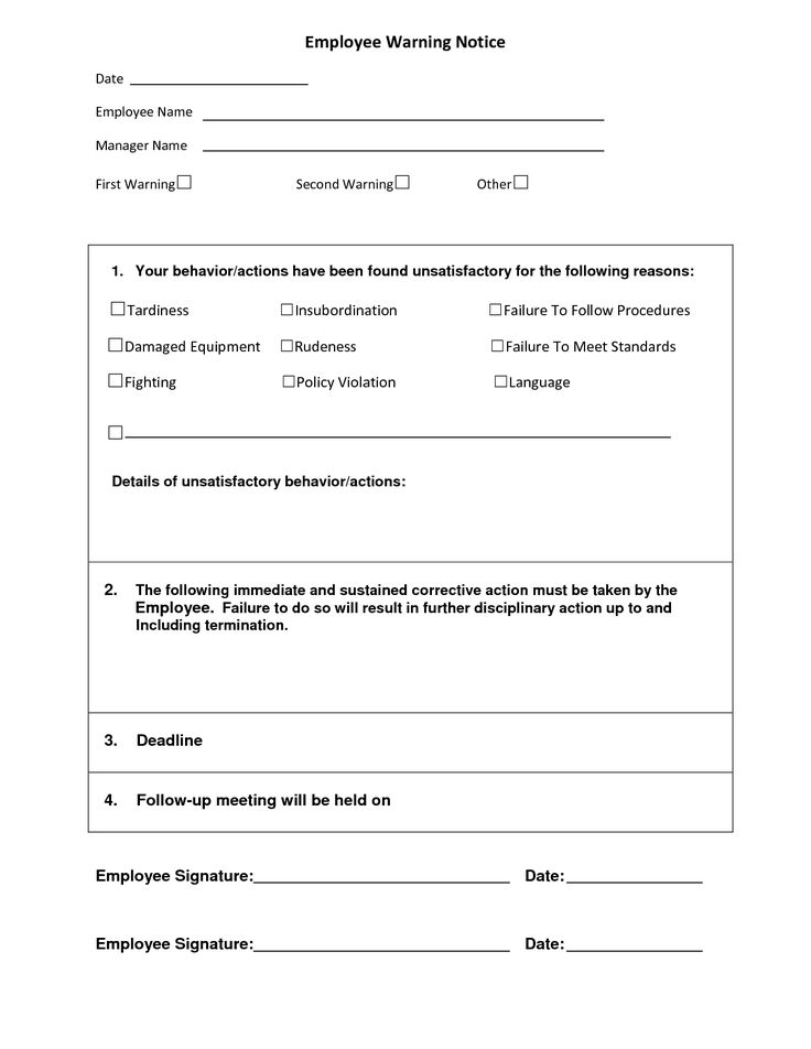 Employee Warning Notice Print Template Work Business Form Employee 