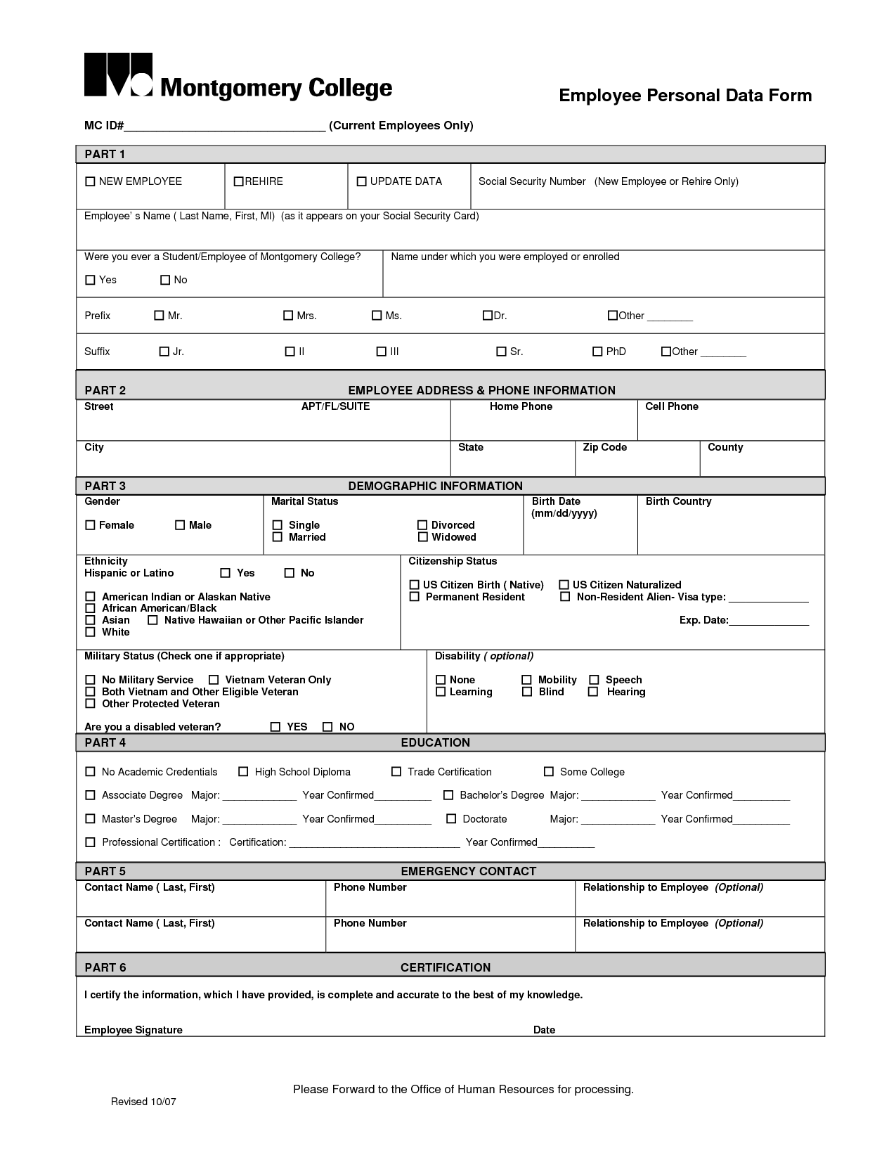 Employees Data Form Data Form Corporate Profile Data