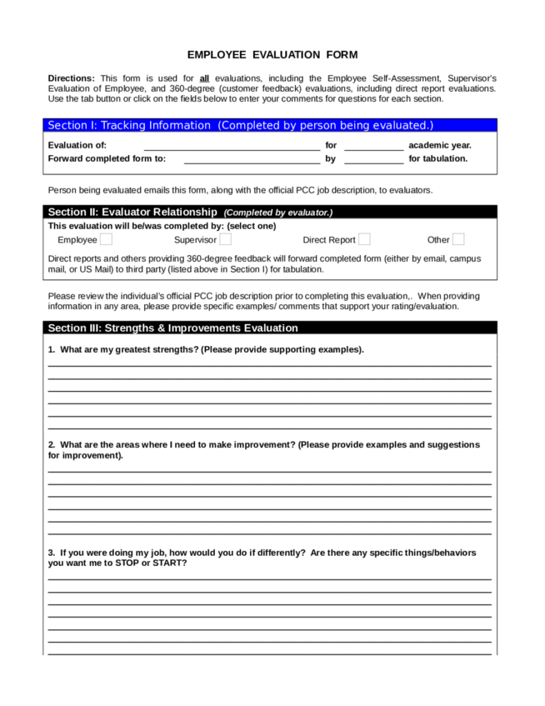 Evaluation Forms For Employees Edit Fill Sign Online Handypdf