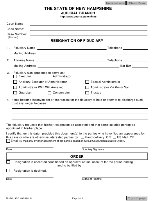 Form NHJB 2140 P Download Fillable PDF Or Fill Online Resignation Of 