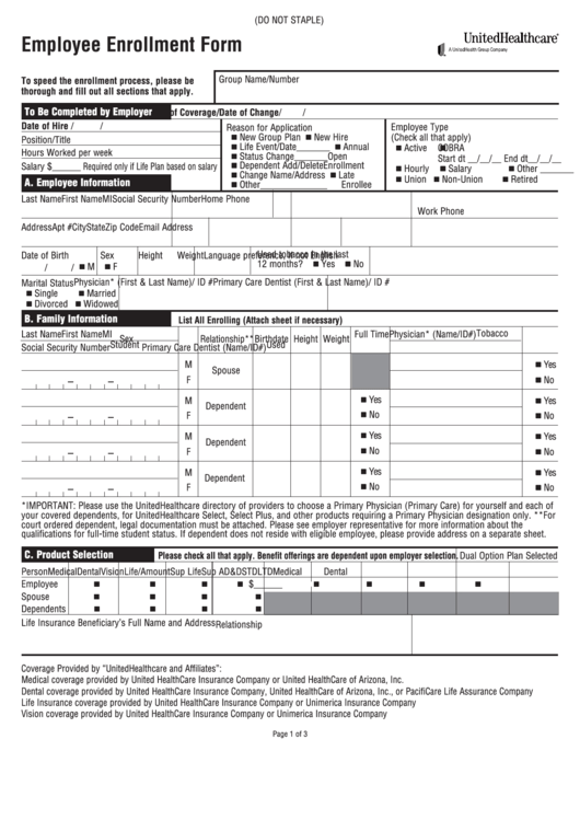 Form Sb ee 07 az Employee Enrollment Form 2007 Printable Pdf Download