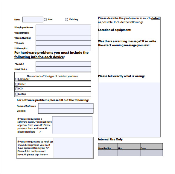 FREE 12 Sample Computer Service Request Forms In PDF MS Word