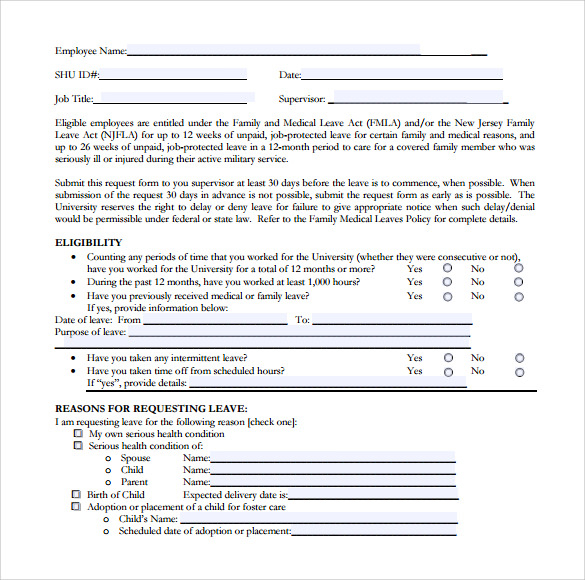 FREE 13 Sample Medical Leave Forms In PDF MS Word