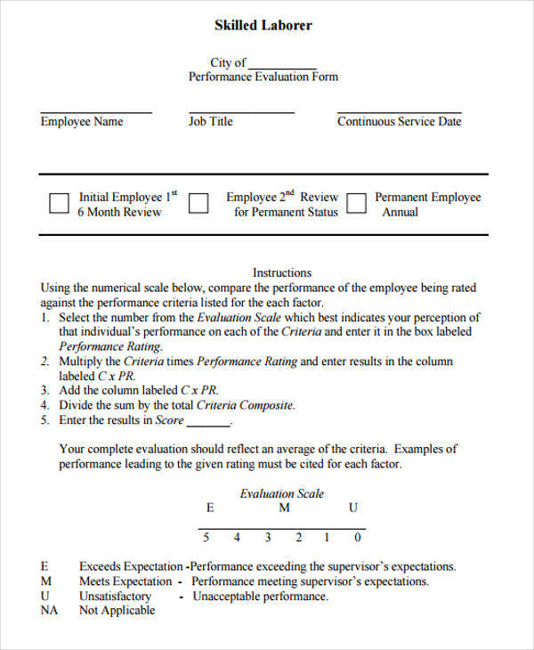 FREE 21 Employee Evaluation Form Samples Templates In PDF MS Word