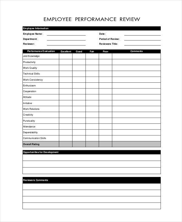 FREE 22 Employee Evaluation Form Examples Samples In PDF MS Word