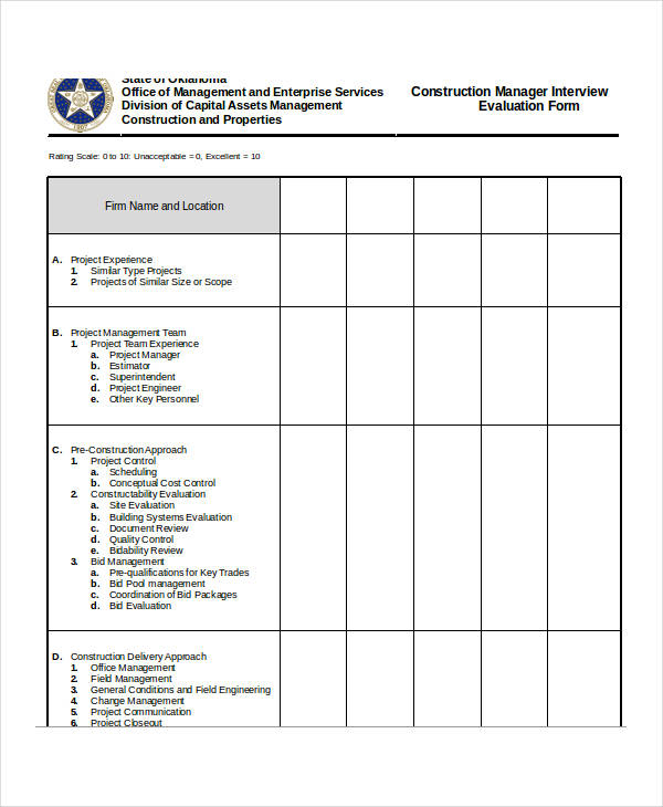 FREE 31 Interview Evaluation Forms In PDF MS Word Excel