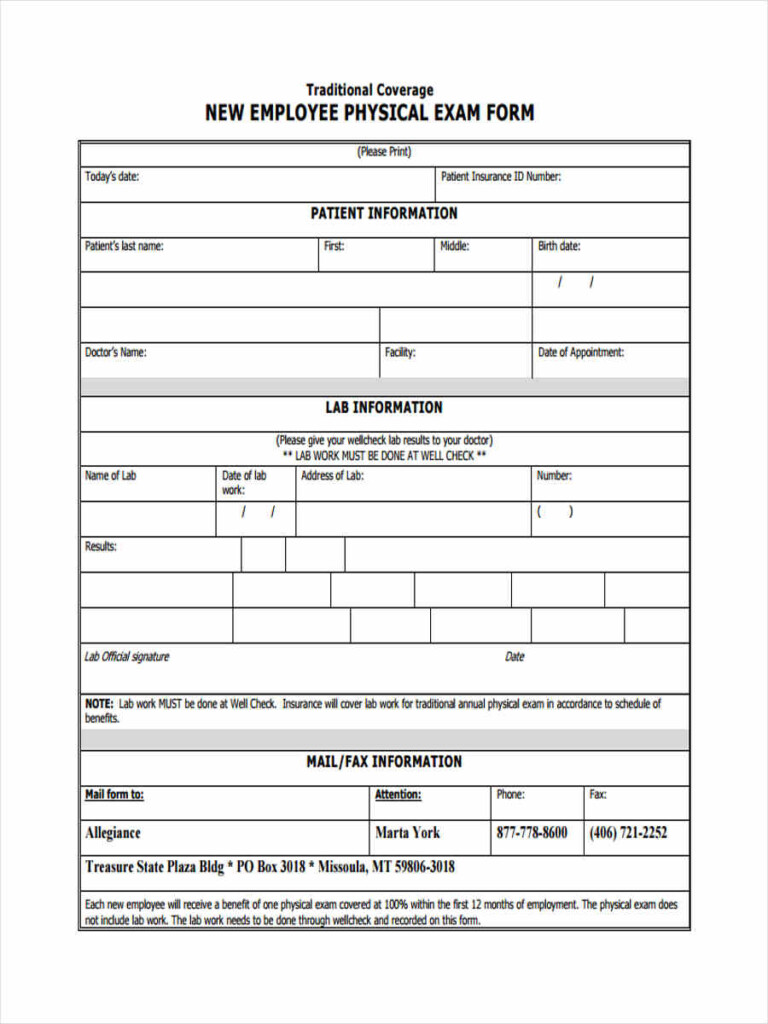 FREE 5 Sample Employee Physical Forms In PDF