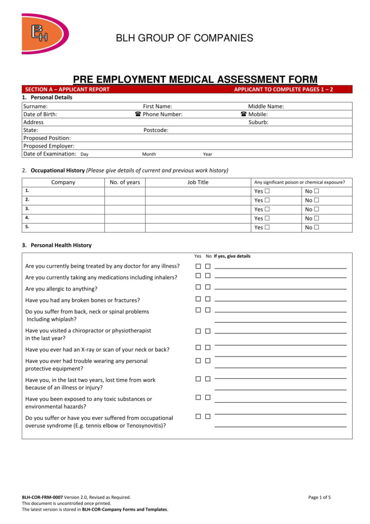 FREE 6 Assessment Form For Employment In PDF