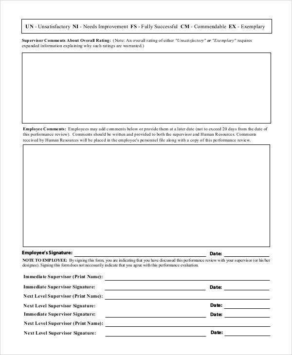 FREE 7 Sample Employee Evaluation Forms In MS Word PDF