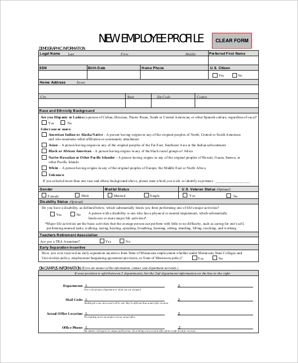 FREE 8 Sample Employee Profile Templates In MS Word PDF