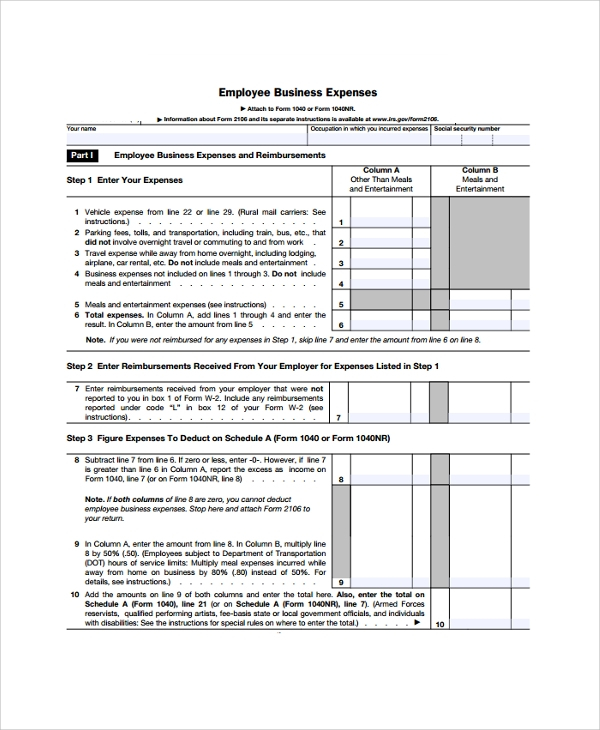 FREE 8 Sample Expense Forms In PDF MS Word