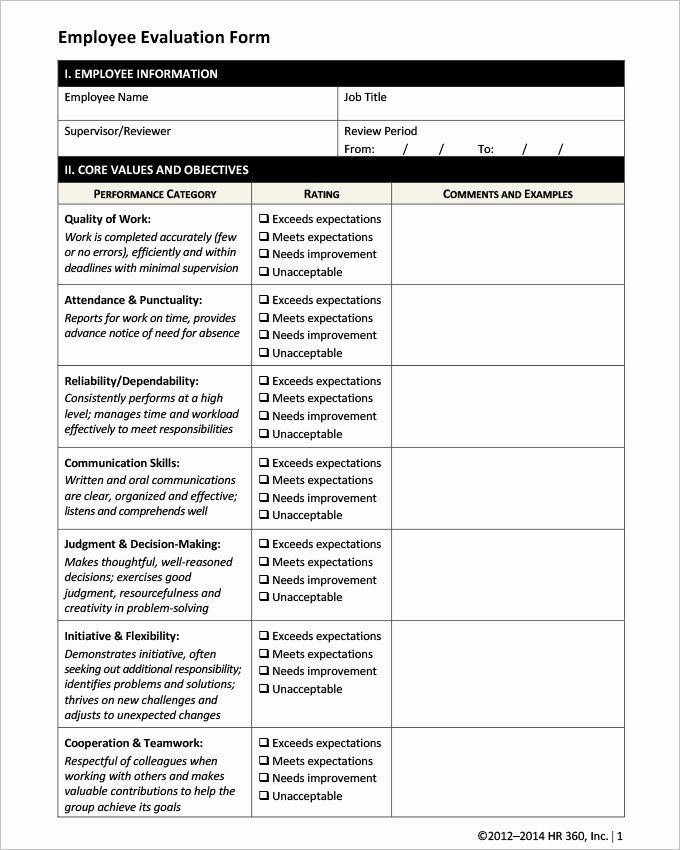 Free Employee Evaluation Forms Printable Fresh 17 Hr Evaluation Forms