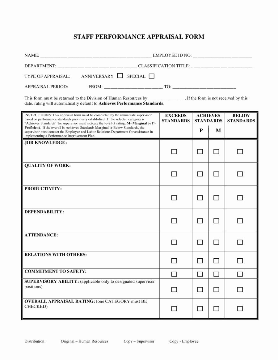 Free Employee Evaluation Forms Printable Fresh 2019 Employee Evaluation