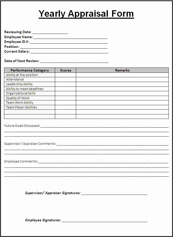 Free Employee Evaluation Forms Printable Luxury Sample Yearly Appraisal 