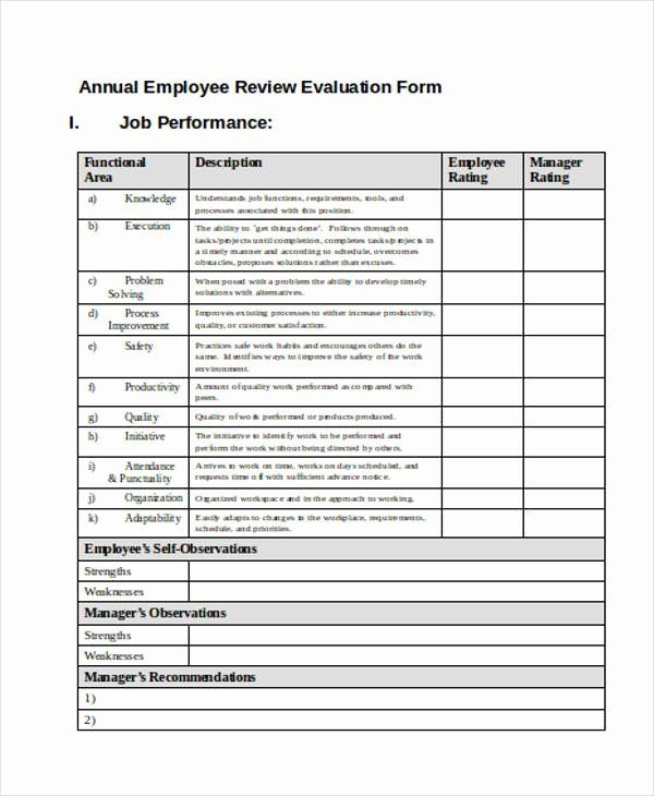 Free Employee Evaluation Forms Printable New Free 35 Printable Employee 