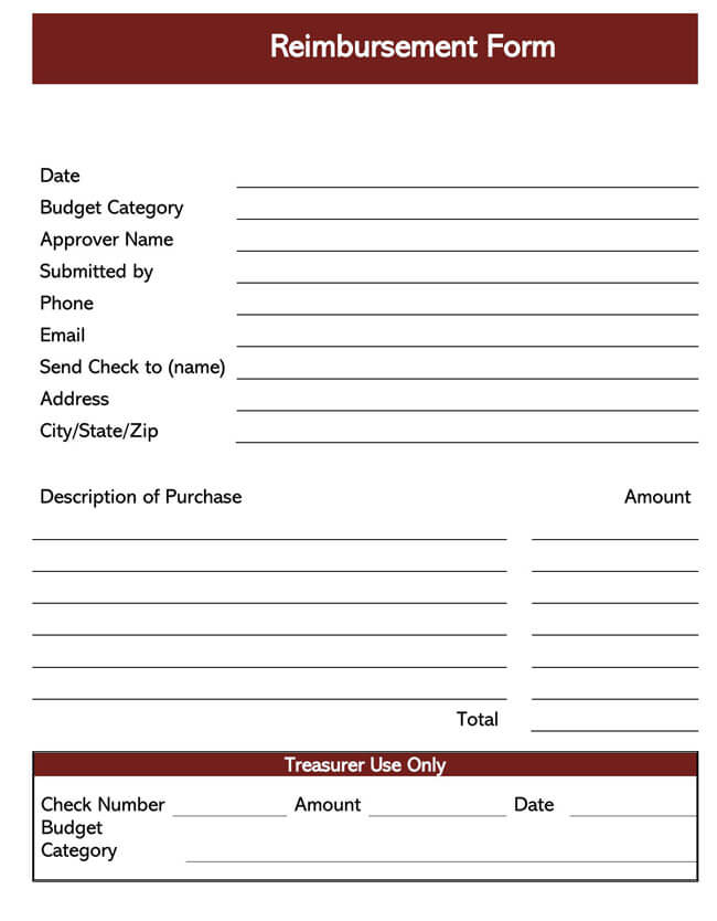 Free Employee Reimbursement Forms Templates Word PDF 