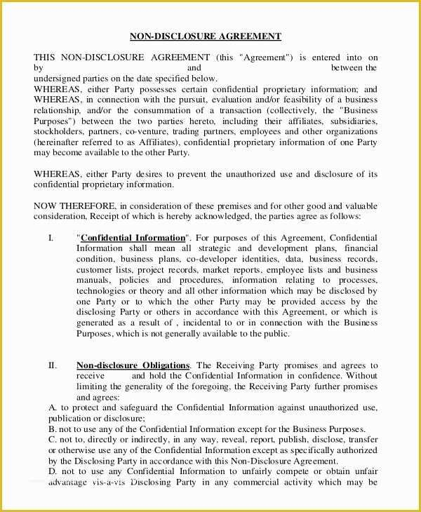 Free Non Disclosure Agreement Template California Of Employee Non 