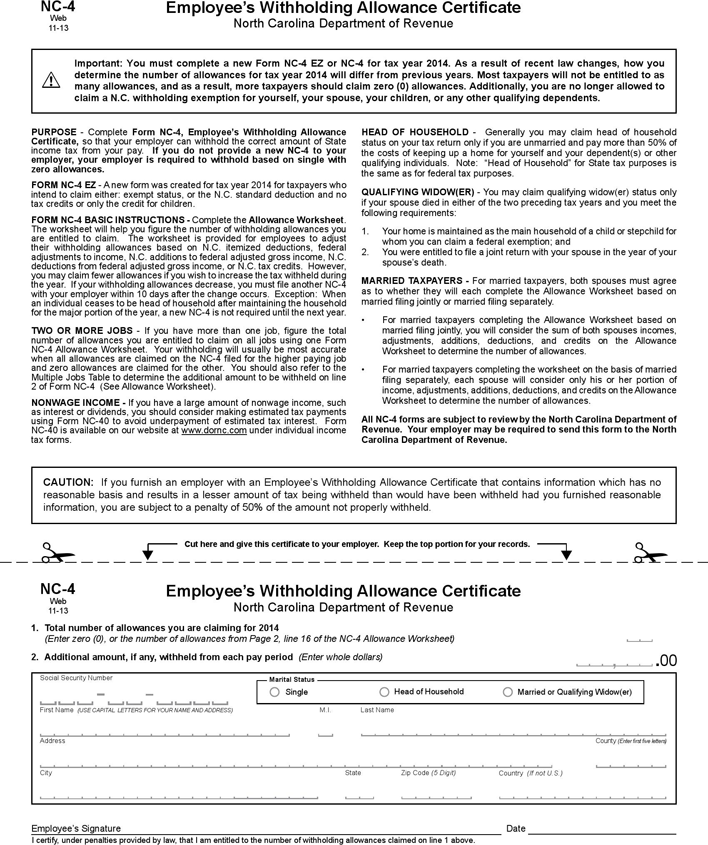 Free North Carolina Form NC PDF 224KB 6 Page s 