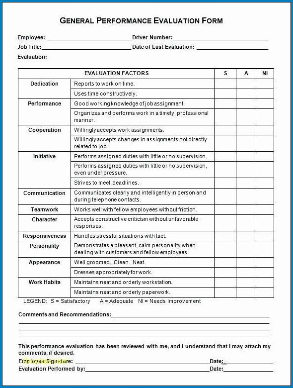 Free Printable Employee Performance Evaluation Form Templateral