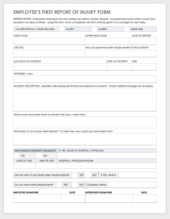 Free Workplace Accident Report Templates Smartsheet