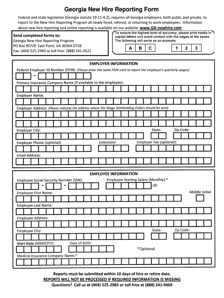 Georgia New Hire Fill Online Printable Fillable Blank PdfFiller