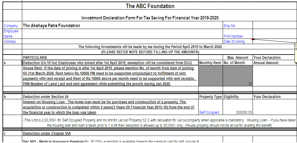 Insurance Declaration Form