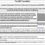 Investment Declaration Form For FY 2018 19 In Excel Format