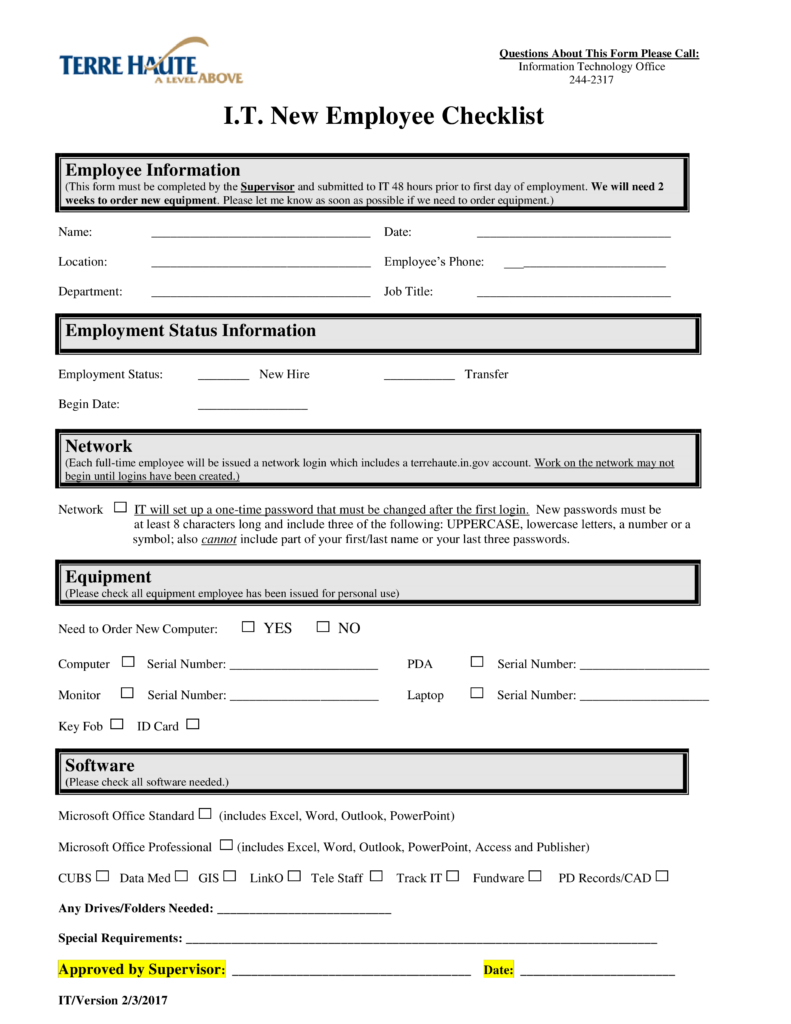 It New Employee Checklist Templates At Allbusinesstemplates