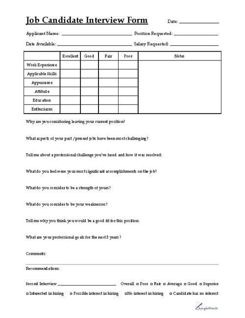 Job Interview Form