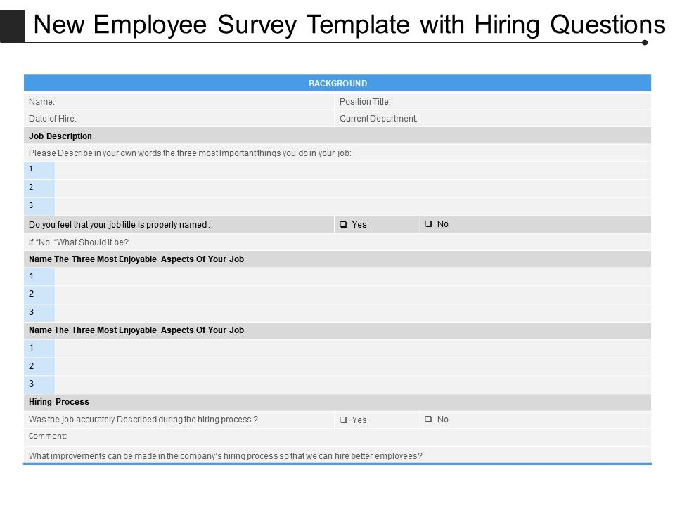 New Employee Survey Template With Hiring Questions PowerPoint 